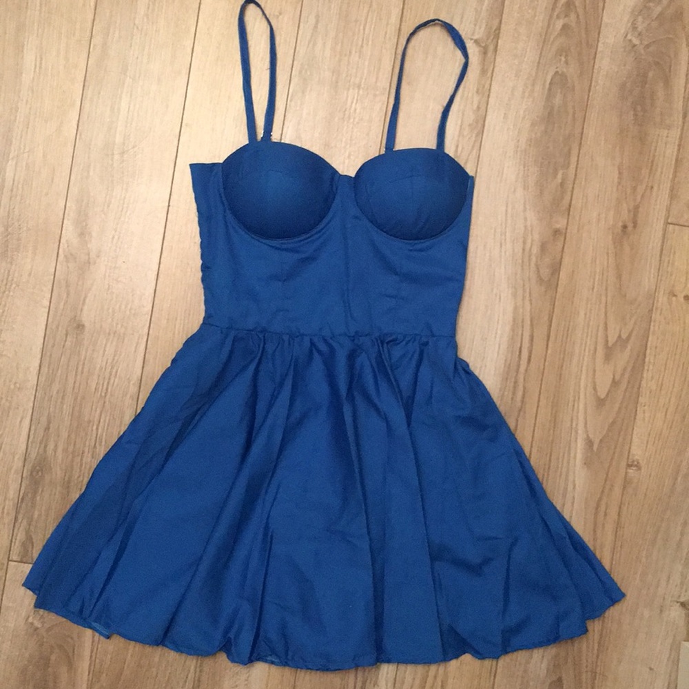 Blue Bustier Skater Dress
